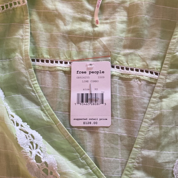 Free people NWT Lime and lace XS boho top - Picture 9 of 13